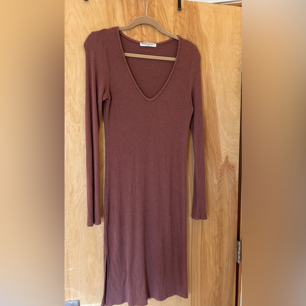Project Social T Ribbed Long Sleeve Dress